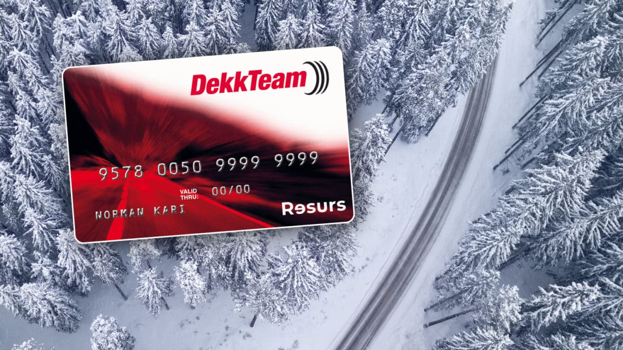 DekkkTeam-kortet fra Resurs Bank på vinterbakgrunn