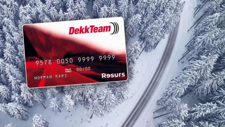 DekkkTeam-kortet fra Resurs Bank på vinterbakgrunn